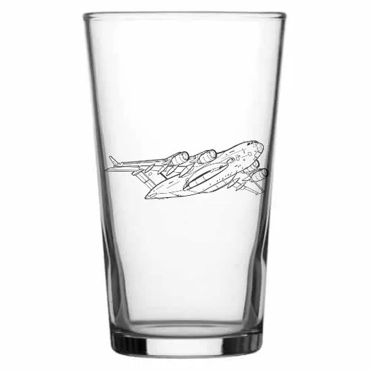 eing c17 globemaster.webp aircraft beer glass digital engraving mockup / engraving preview