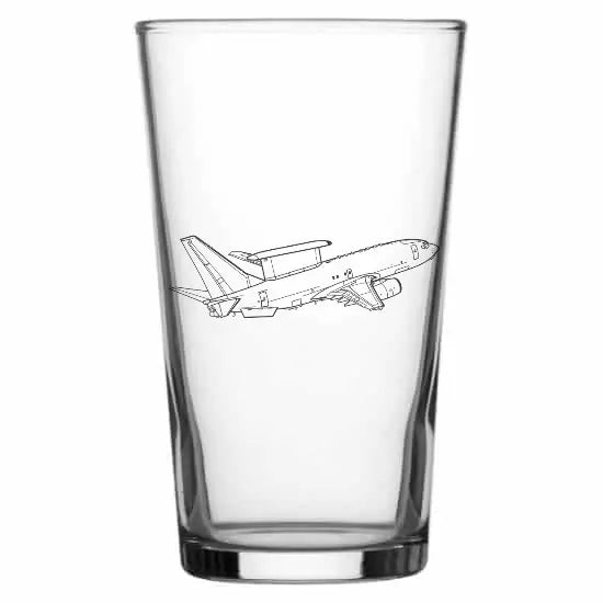 Boeing E7 wedgetail aircraft Beer glass – digital engraving mockup / engraving preview