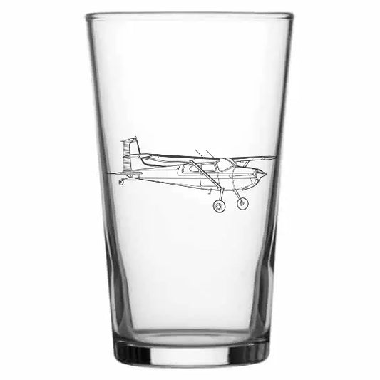 Cessna 180 Aircraft Beer glass – digital engraving mockup / engraving preview