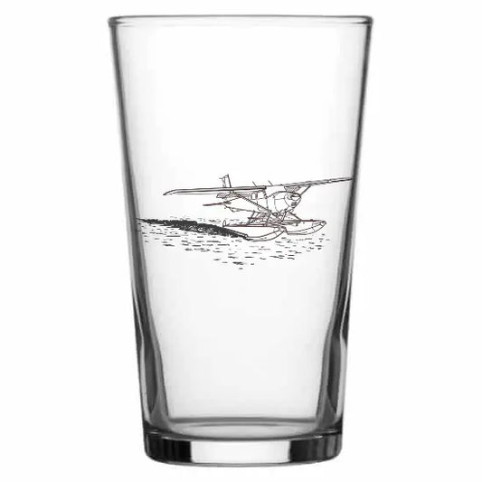Cessna Seaplane Beer glass – digital engraving mockup / engraving preview