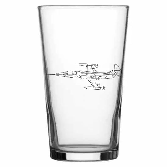 Lockheed F104 starfighter aircraft Beer glass – digital engraving mockup / engraving preview