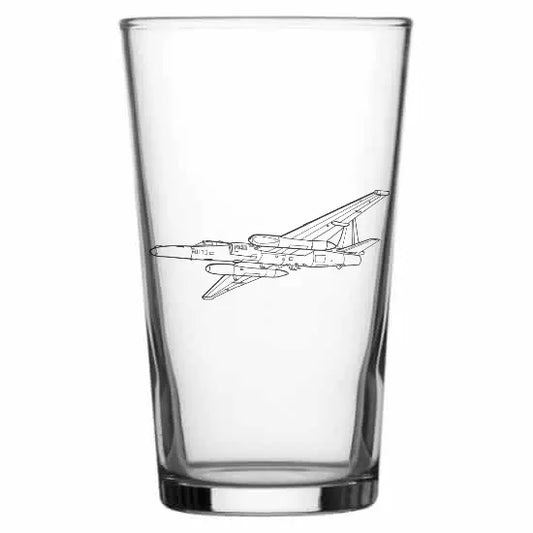 U2 Spy plane Aircraft Beer glass – digital engraving mockup / engraving preview