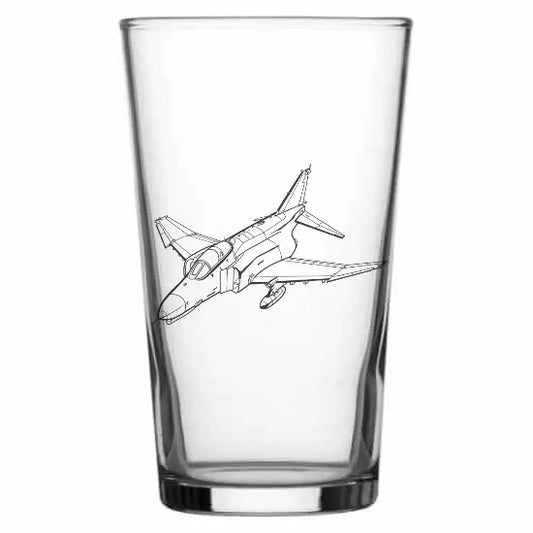 McDonnel Douglas F4 Phantom Aircraft Beer glass – digital engraving mockup / engraving preview