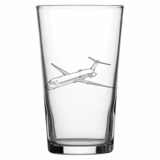 Mcdonnell Douglas MD80 Aircraft Beer glass – digital engraving mockup / engraving