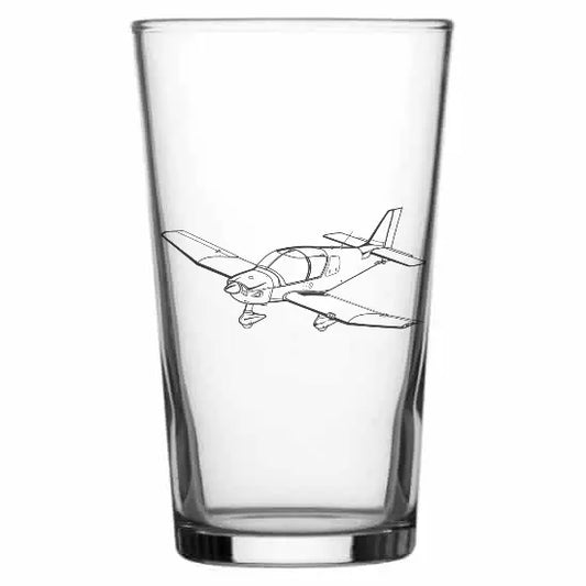 Robin DR400 aircraft Beer glass – digital engraving mockup / engraving