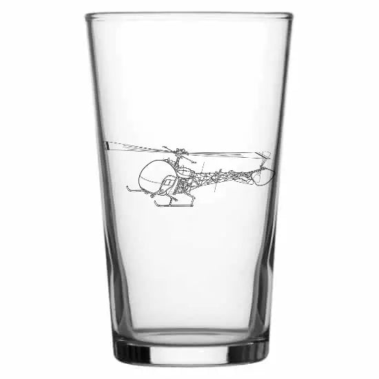 bell 47 sioux helicopter Beer glass – digital engraving mockup / engraving