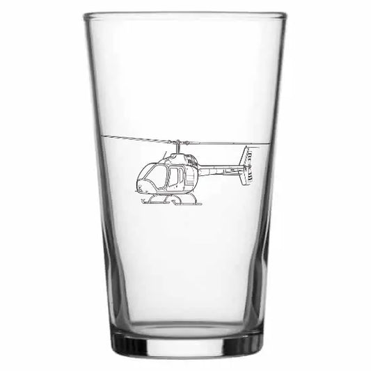 bell 505 jet ranger Beer glass – digital engraving mockup / engraving