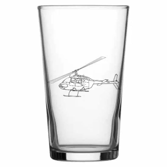 bell jet ranger Beer glass – digital engraving mockup / engraving