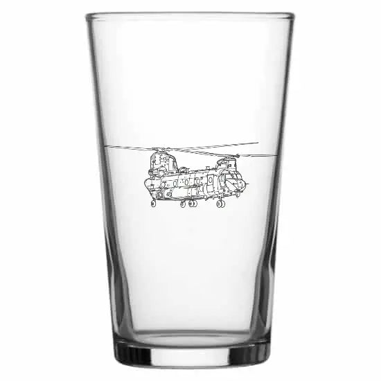 chinook helicopter Beer glass – digital engraving mockup / engraving