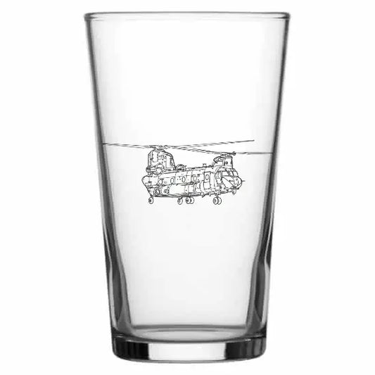 chinook helicopter Beer glass – digital engraving mockup / engraving