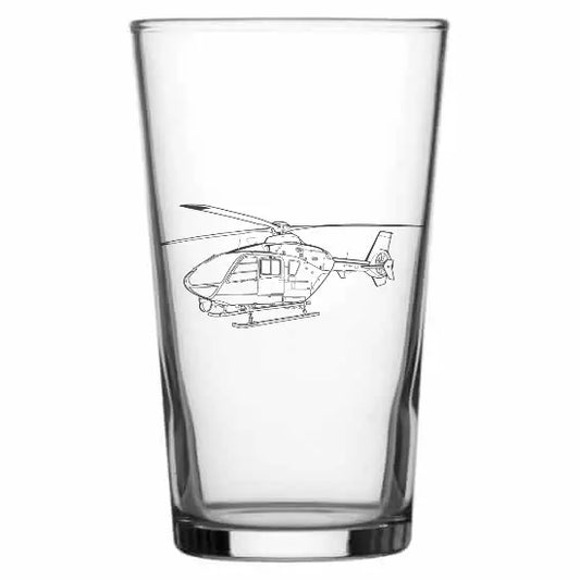 Eurocopter EC135 helicopter Beer glass – digital engraving mockup / engraving
