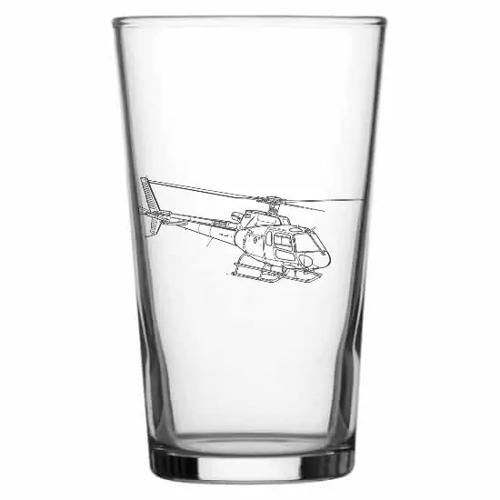 eurocopter as350 helicopter Beer glass – digital engraving mockup / engraving