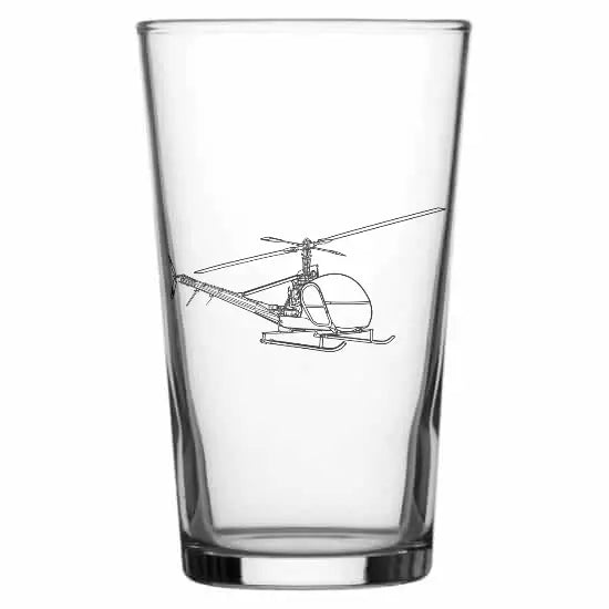 hillier uh12 helicopter Beer glass – digital engraving mockup / engraving