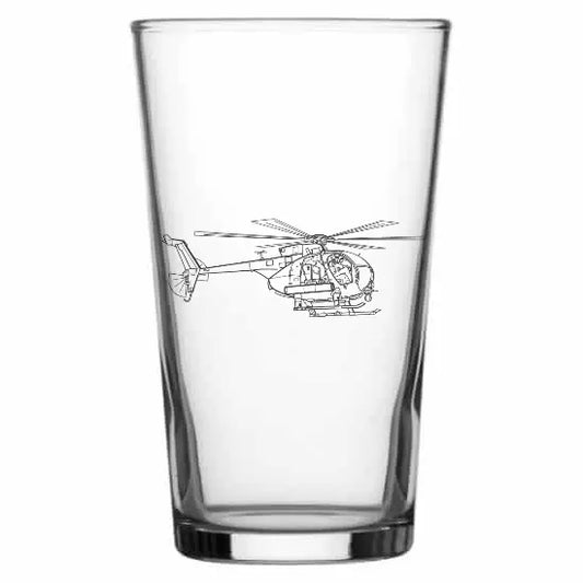 ah6 littlebird helicopter Beer glass – digital engraving mockup / engraving