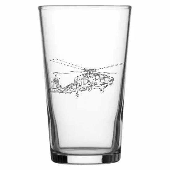 seahawk helicopter Beer glass – digital engraving mockup / engraving