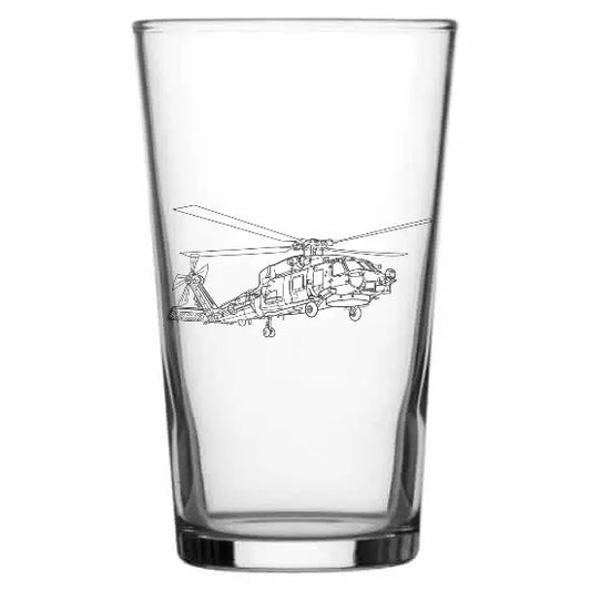 seahawk helicopter Beer glass – digital engraving mockup / engraving