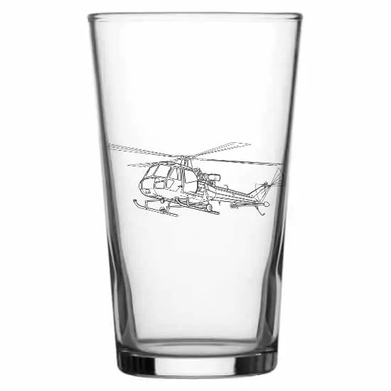 Westland scout helicopter Beer glass – digital engraving mockup / engraving
