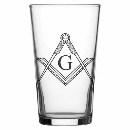 Masonic G Beer glass – digital engraving mockup / engraving