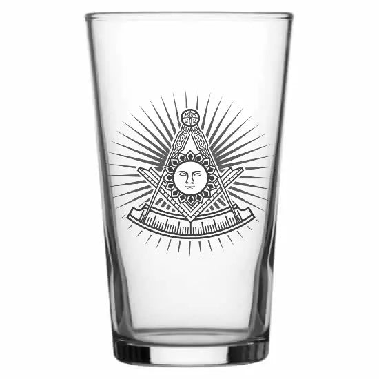 Masonic face starburst Beer glass – digital engraving mockup / engraving