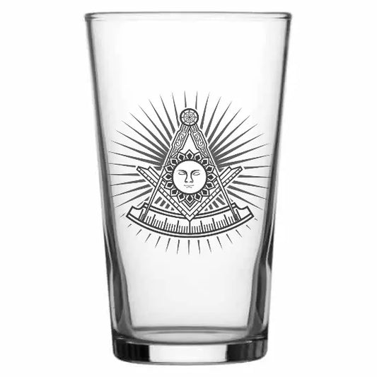 Masonic face starburst Beer glass – digital engraving mockup / engraving