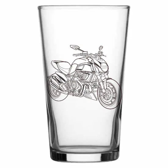 duc diavel motorcycle Beer glass – digital engraving mockup / engraving