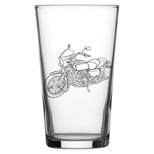 Classic Gold Wing Motorcycle Beer glass – digital engraving mockup / engraving
