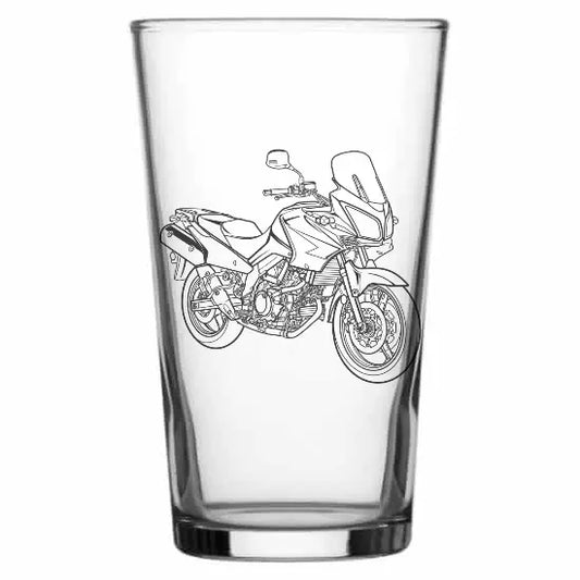 DL650 V strom motorcycle Beer glass – digital engraving mockup / engraving