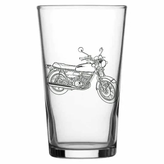 Suz GT250 Motorcycle Beer glass – digital engraving mockup / engraving