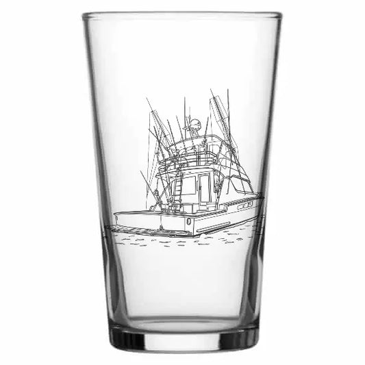 Fishing Boat Yacht Beer glass – digital engraving mockup / engraving