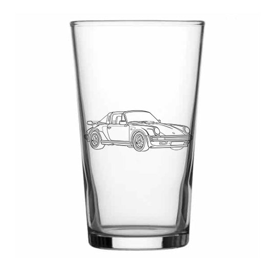 911 carrera targa super sport beer glass digital engraving mockup / engraving preview