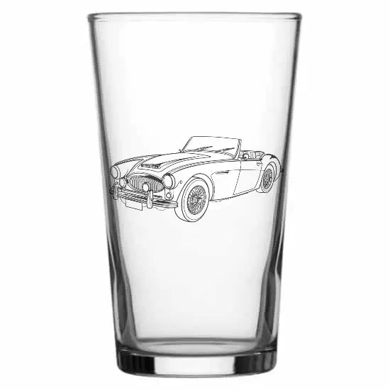 Healey 3000 classic car Beer glass – digital engraving mockup / engraving