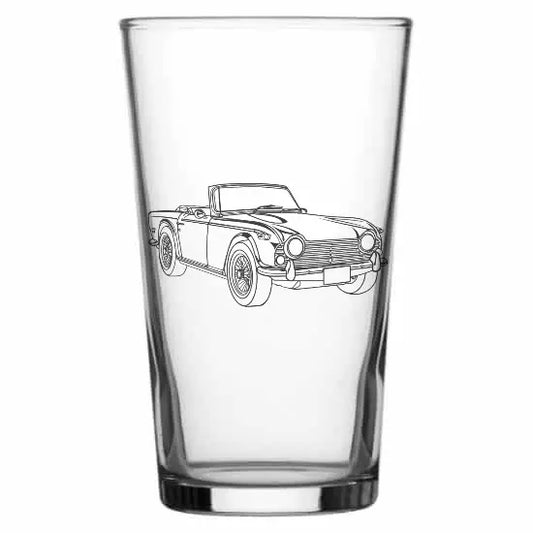 tr250 classic sports car Beer glass – digital engraving mockup / engraving