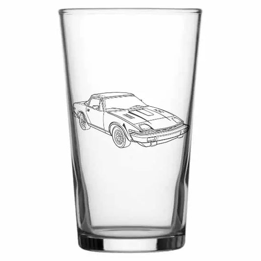 tr8 classic car Beer glass – digital engraving mockup / engraving