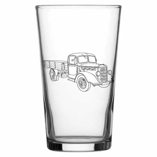 vintage bedford truck Beer glass – digital engraving mockup / engraving