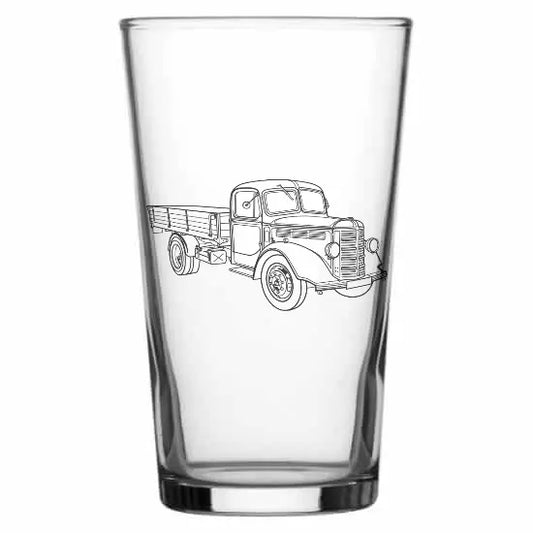 vintage bedford truck Beer glass – digital engraving mockup / engraving