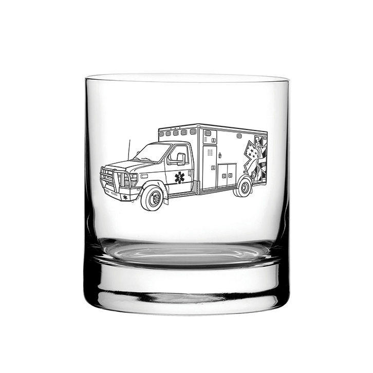 US EMS Ambulance glass tumbler â€“ digital engraving mockup / engraving preview
