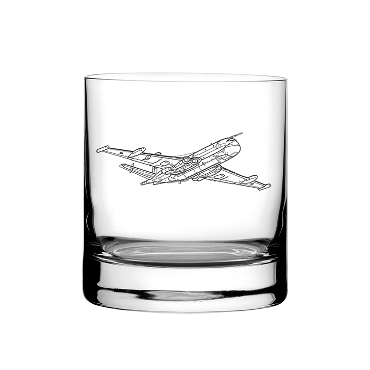Mockup of our Hawker Siddeley Nimrod aircraft artwork on a glass tumbler