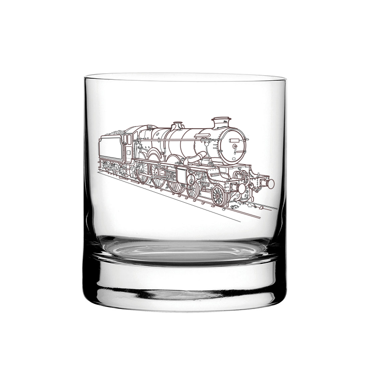 Castle Class Steam Train Locomotive Engraved Glass Tumbler
