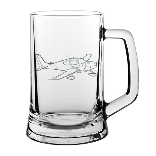 cirrus sr20 aircraft glass tankard digital engraving mockup / engraving preview