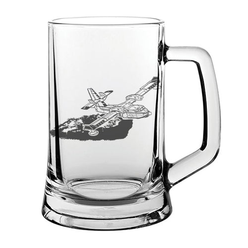 cl145 aerial fire fighter aircraft glass tankard digital engraving mockup / engraving preview