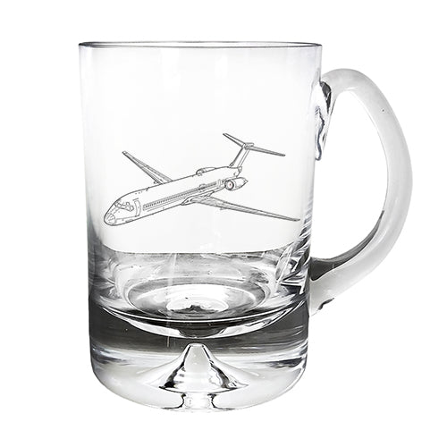 mcdonnell douglas md80 aircraft glass tankard digital engraving mockup / engraving preview