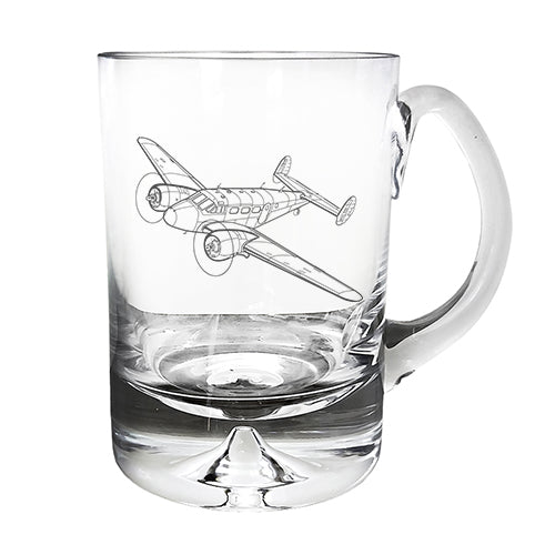 vintage beecraft 18 aircraft glass tankard digital engraving mockup / engraving preview