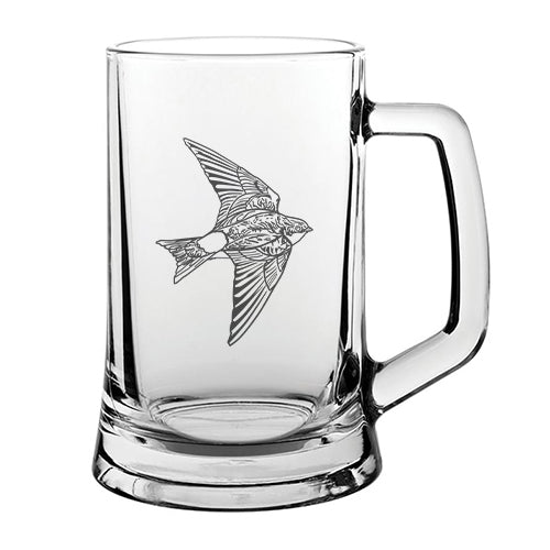 house martin bird glass tankard digital engraving mockup / engraving preview