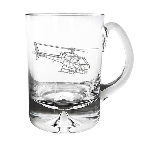 eurocopter as350 helicopter steel tankard digital engraving mockup / engraving preview