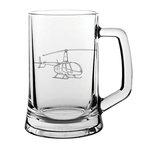 robinson r66 helicopter glass tankard digital engraving mockup / engraving preview