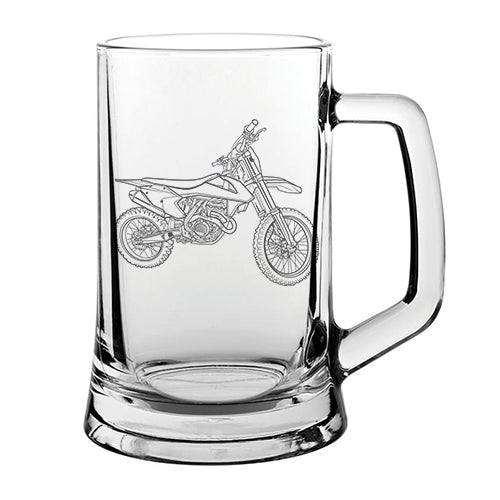 ktm sfx 350 motorcycle glass tankard digital engraving mockup / engraving preview