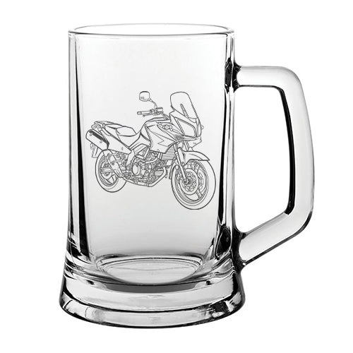 suz vstrom dl650 motorcycle glass tankard digital engraving mockup / engraving preview