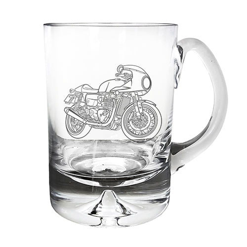 thruxton rs motorcycle glass tankard digital engraving mockup / engraving preview