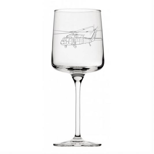 UH60 Blackhawk helicopter wine glass digital engraving mockup / engraving preview