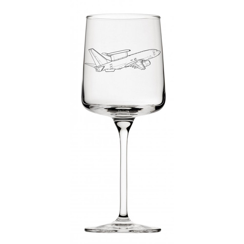 boeing e7 wedgetail aircraft wine glass digital engraving mockup / engraving preview